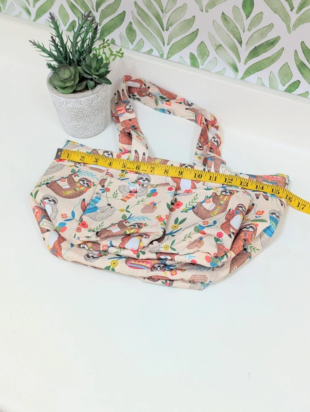 Sloths Knitting Print Craft Purse